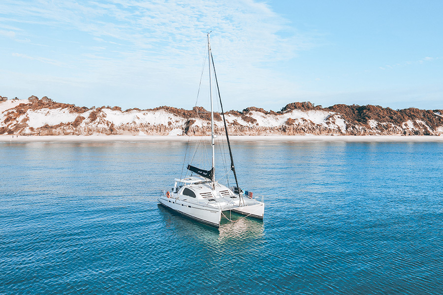 Yacht anchored on Western side of Fraser Island